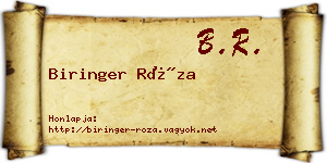 Biringer Róza névjegykártya